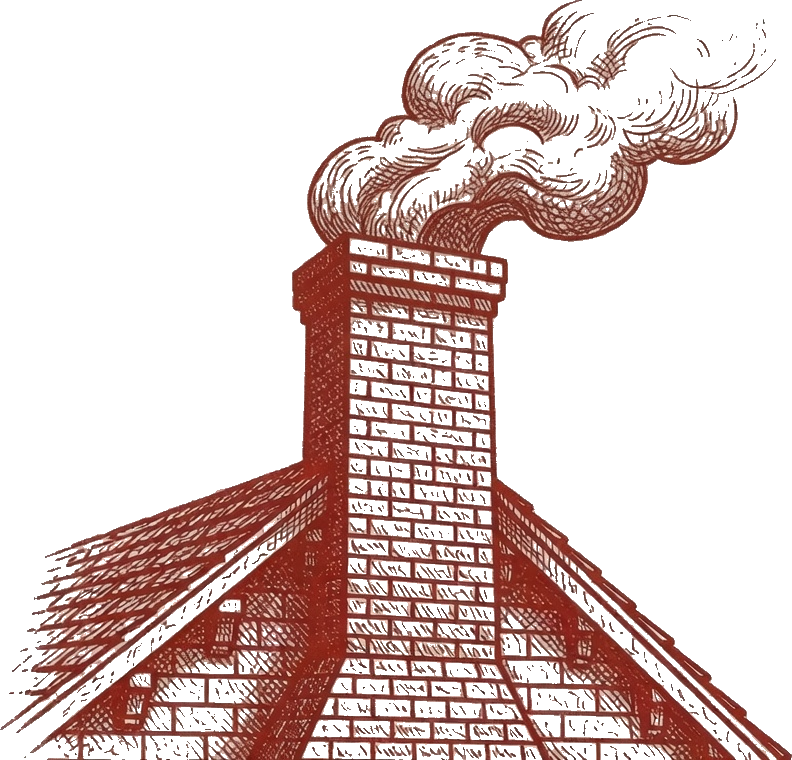 Illustration of a brick chimney with smoke rising